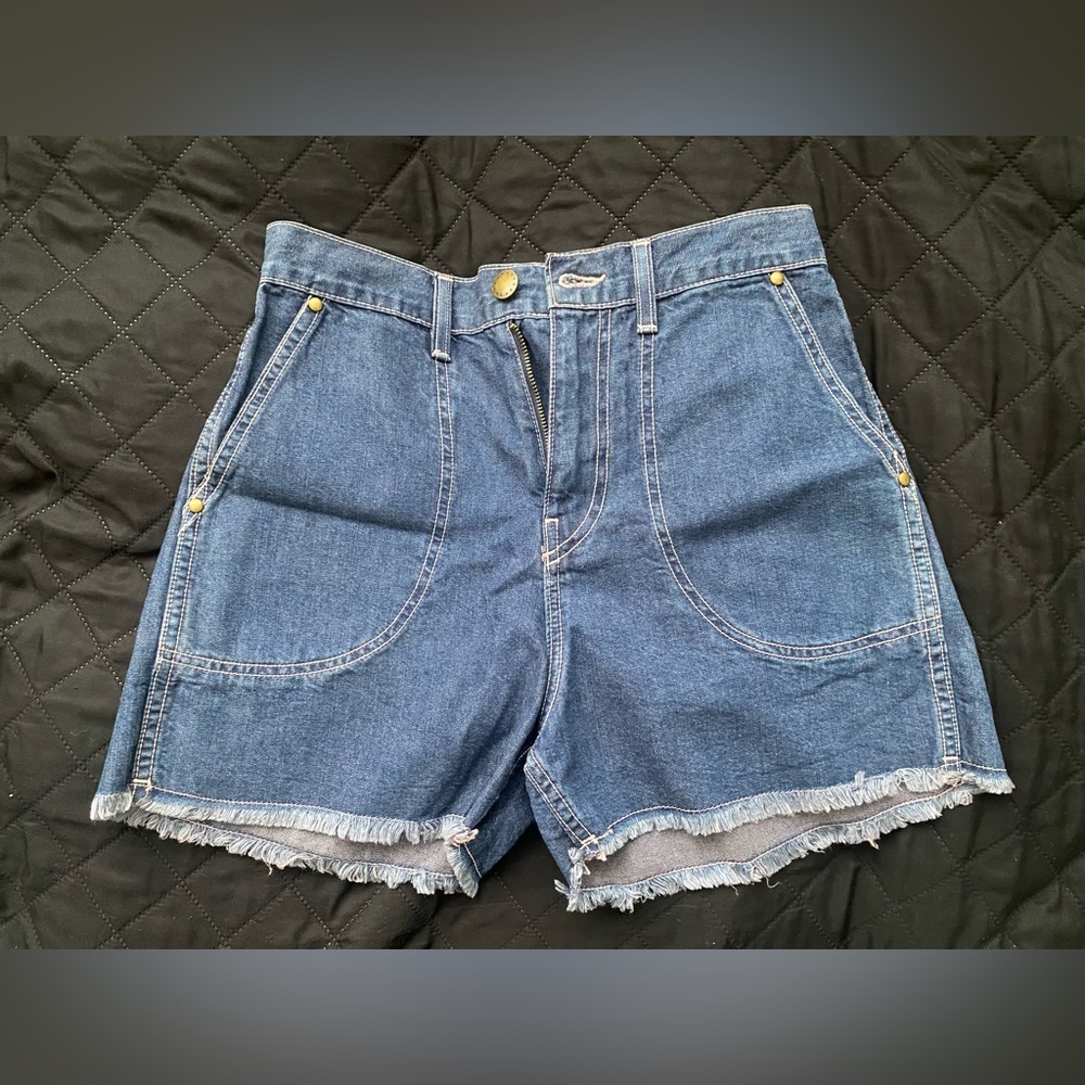 THE GREAT. Blue Denim Shorts
